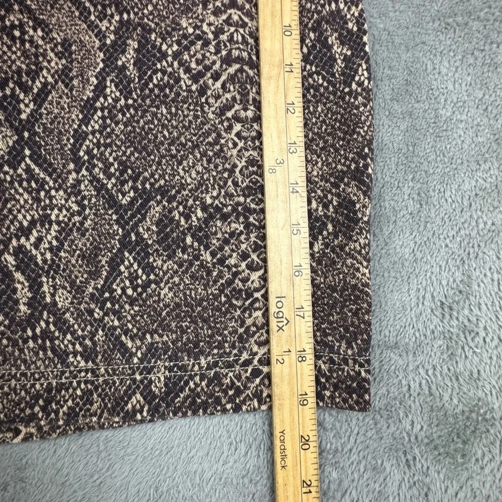 Chaps Mini Skirt Women 12 Brown Snakeskin Print Stretch Cotton EUC 5 Pocket